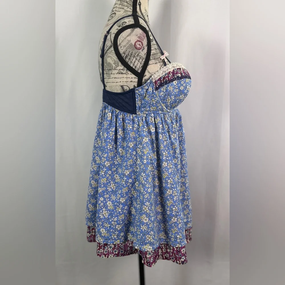 Liberty of London for Target Blue&Pink Floral Babydoll Top Lace detail size XL - Picture 4 of 15